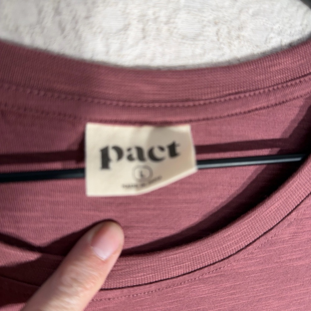 Pact Long Sleeve Dusty Rose Dress has pockets 100% Organic Cotton - Picture 4 of 7